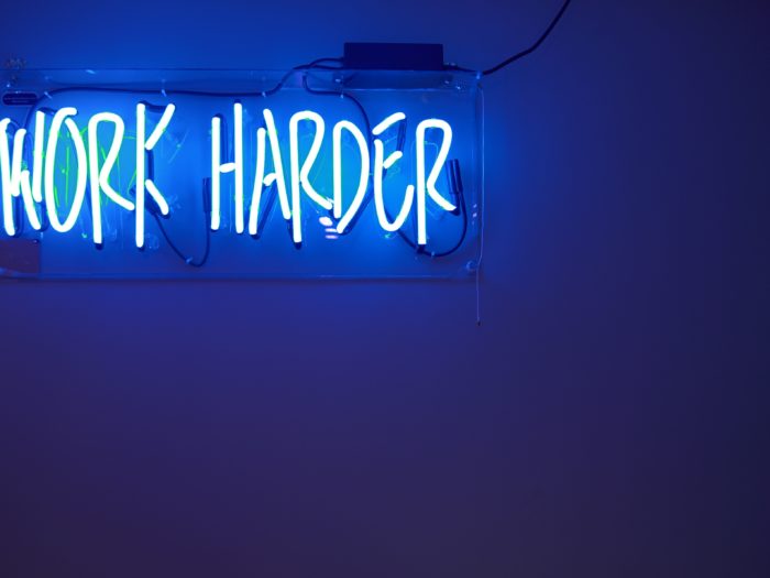 Neon Sign "Work Harder"